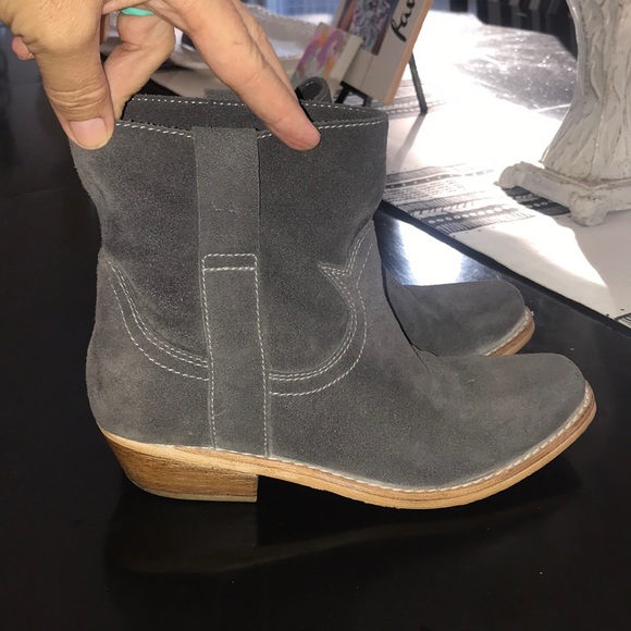 SamEdelman greysuede stacked heel ankle bootie 7.5 - Picture 5 of 8